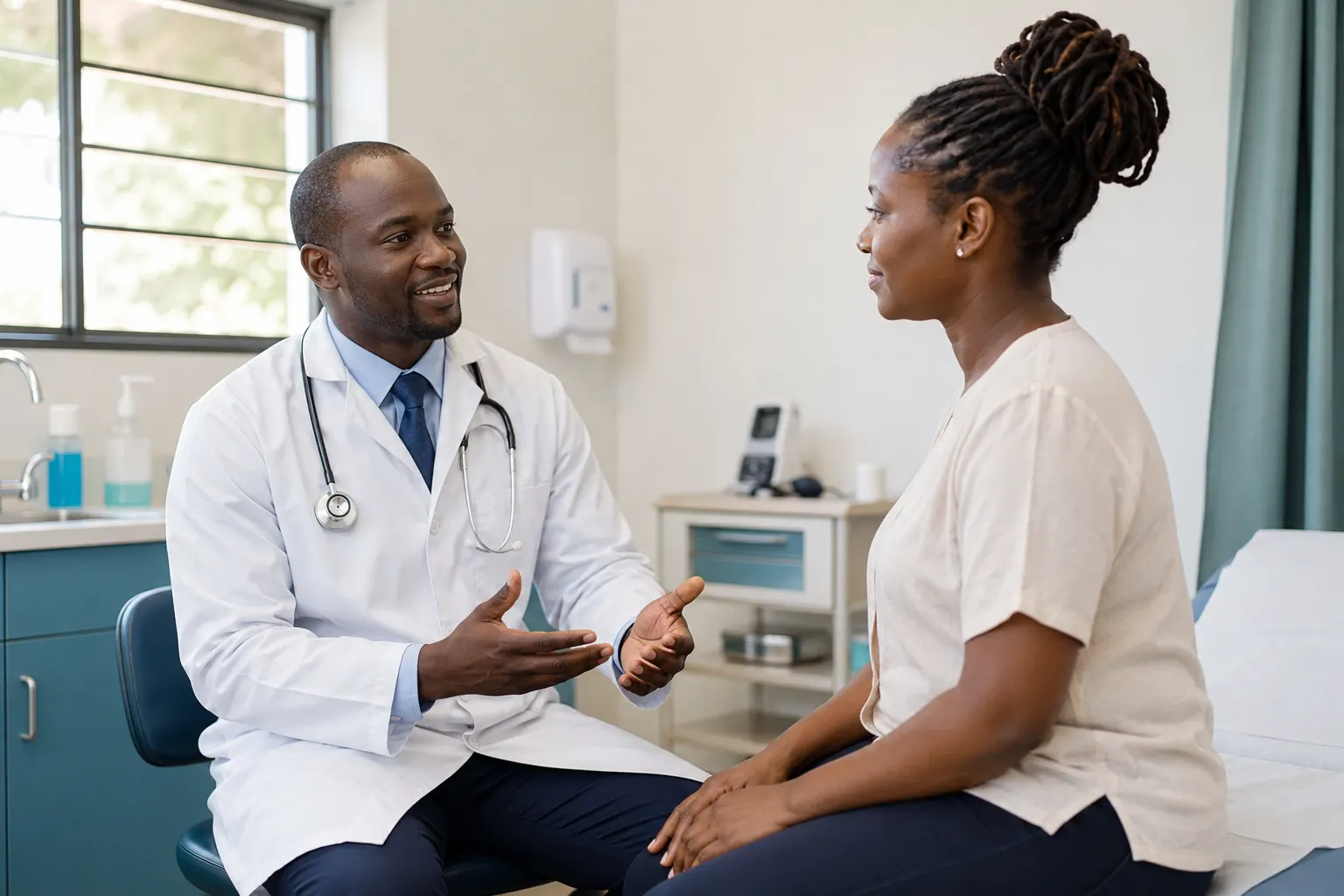 Doctor consulting a patient in the Acomb Wellness walk-in urgent care clinic